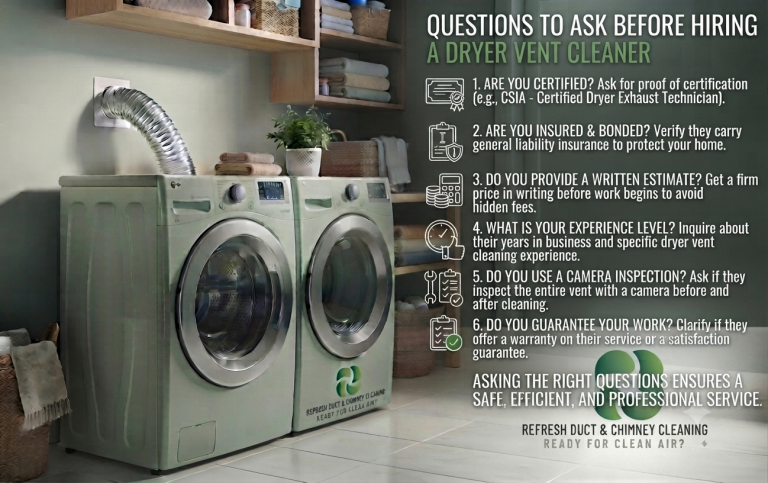 Homeowner interviewing a professional dryer vent cleaning technician before hiring