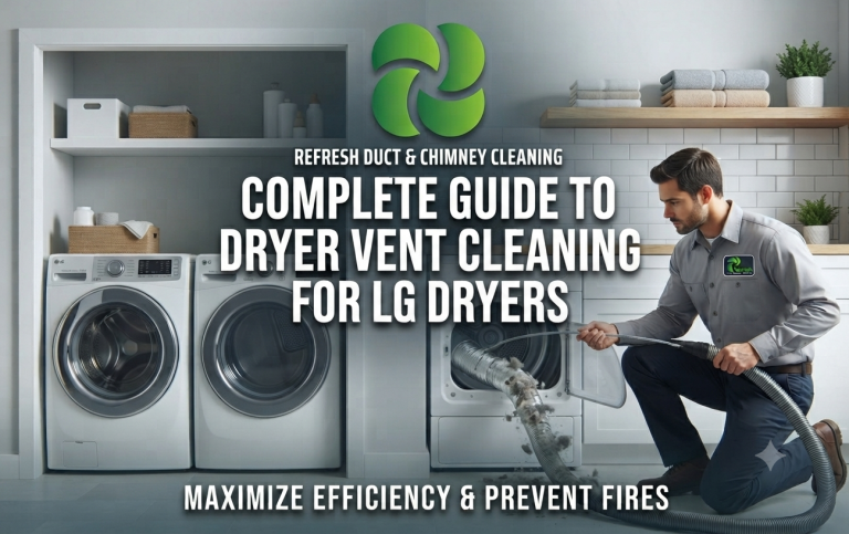 LG dryer with vent hose disconnected for cleaning and inspection