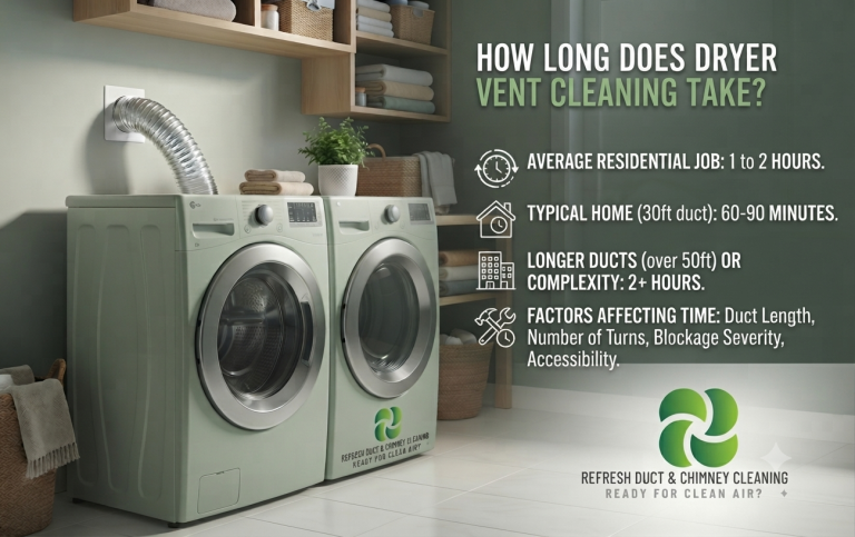 Technician timing a dryer vent cleaning service in progress