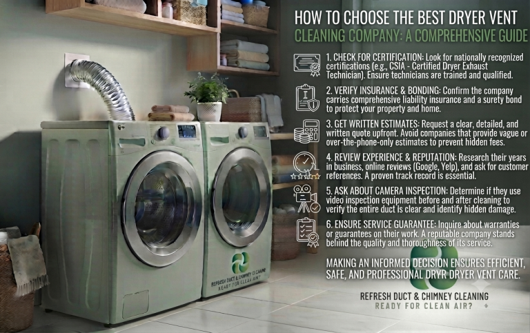 Professional dryer vent cleaning technician with equipment, representing hiring a cleaning company